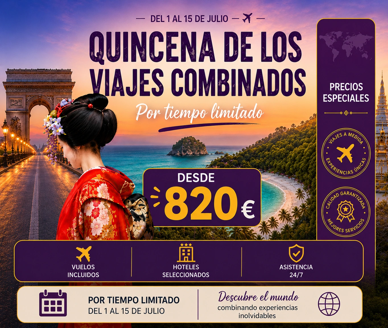 quincena viajes combinados julio 820 sin excursiones